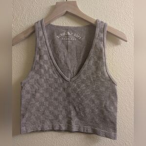 Aerie Seriously Soft Light Purple Shiny Checkered Tank
